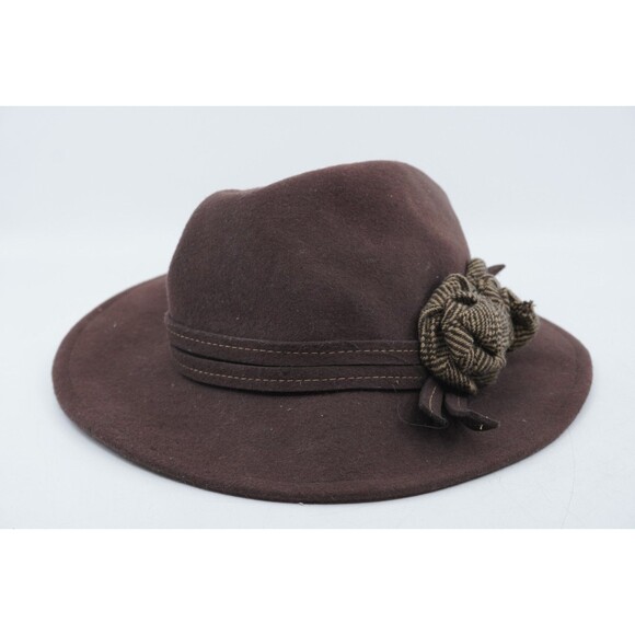 Vtg Soprattutto Cappelli Brown 100% Wool Felt Hat Bow Accent Made in Italy